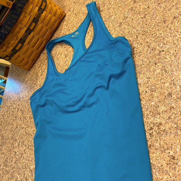C9 by Champion Tops - C9 By Champion Turquoise Blue Active Tank With Shelf Bra Large